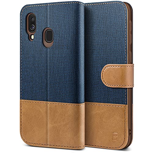 Bez Cover Samsung A40, Custodia Per Portafoglio Samsung Galaxy A40 Protettiva In Tela E Pu Pelle Portafoglio Flip Cover Con Chiusura Magnetica, Blu Na