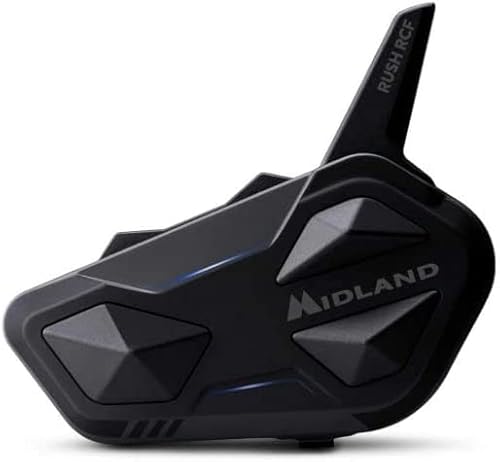Midland Rush Rcf Singolo C1527, Interfono Moto Bluetooth E Mesh Singolo, Auricolari Casco Impermeabili Ipx6, Portata 3.5 Km, Batteria 23H, Radio Fm In