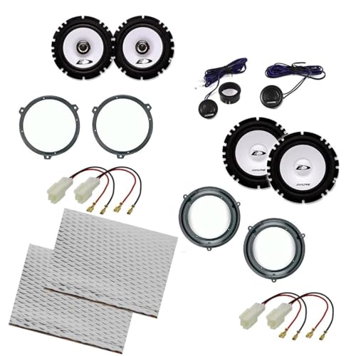 Kit 6 Casse Compatibile Con Fiat Panda Dal 2003 Al 2012 Qualità Con Adattatori E Supporti Altoparlanti Alpine Anteriore E Posteriore Completo + Insono
