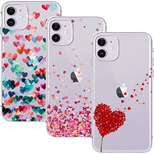 Young & Ming Compatible Per Cover Iphone 11, 3 Pack Sottile Morbido Tpu Bumper Silicone Antiurto Protettiva Custodia Per Iphone 11 Con Disegni Cuore