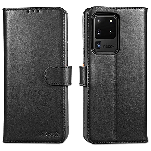 Lensun Cover Per Samsung Galaxy S20 Ultra, Custodia In Vera Pelle [Supporto Stand] Libro Con Portafoglio Chiusura Magnetico Flip Custodie Cuoio Per Te