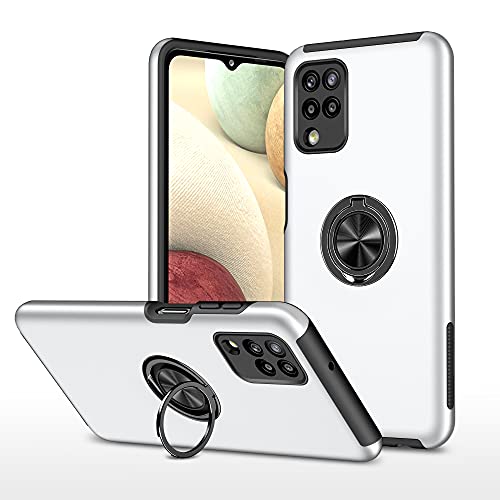 Jiezuimei Cover Per Samsung Galaxy A12 / M12 Custodia Con Anello Incorporato A 360°, Doppio Strato Antiurto Pc + Tpu Militare Silicone Bumper Custodia