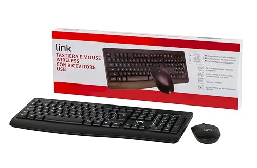 Link Lktast03 - Kit Tastiera Italiana E Mouse Wireless, Colore Nero