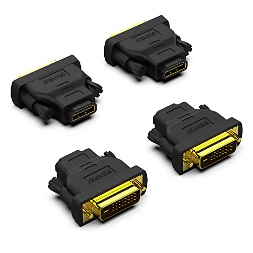 Benfei Adattatore Da Dvi A Hdmi, Dvi Bidirezionale (Dvi-D) A Hdmi Maschio A Femmina Con Cavo Placcato In Oro 4 Pezzi