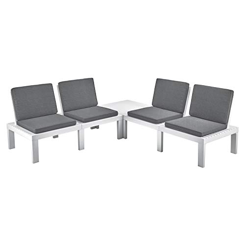 Ipae Salottino Modulare Molok Bianco Con 1 Tavolino 8 Cuscini Antracite Set Giardino