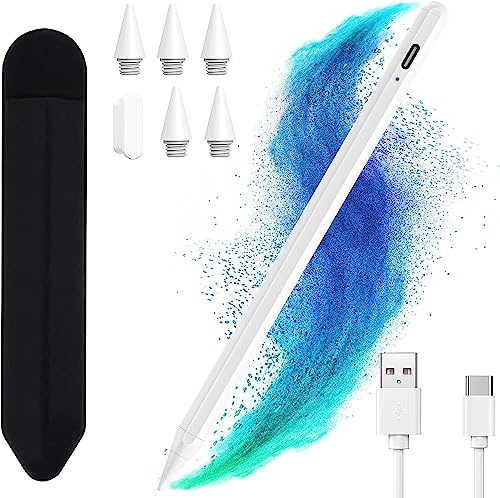 Penna Rapida Compatibile Con Apple Ipad 2018-2022,Stylus Pen Ricarica Rapida, ,Compatibile Con Ipad 10/9/8/7/6, Ipad Pro 12.9/11/Air 5/4/3/Mini 6/5 (W