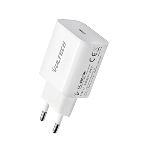 Vultech Cc-120Pdc, Caricatore Usb C/Type-C Pd 20W, Intelligente Da Muro Con Ricarica Veloce Power Delivery Per Huawei/Xiaomi/Samsung S20/S10, Iphone 1