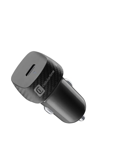 Cellularline - Usb-C Car Power 20W - Caricabatteria Da Auto Usb-C 20W - Carica Veloce Power Delivery - Protezione Da Sovraccarichi, Cortocircuiti E Su