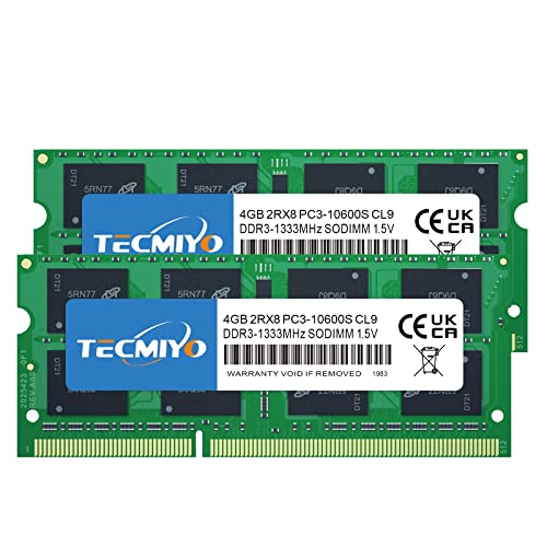 Tecmiyo 8 Gb Kit (2X4 Gb) Ddr3 1333 Mhz Ram 204 Pin Per Macbook Pro (Inizio/Fine 2011), Imac (Metà 2010, Metà/Fine 2011), Mac Mini (Metà 2011) | Pc3-1