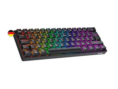 Geeky Gk61 Se 60% | Tastiera Da Gioco Meccanica | 62 Tasti Multi Colore Rgb Led Retroilluminati Per Gaming Su Pc/Mac | Iso De Qwertz Tastiera Tedesca 