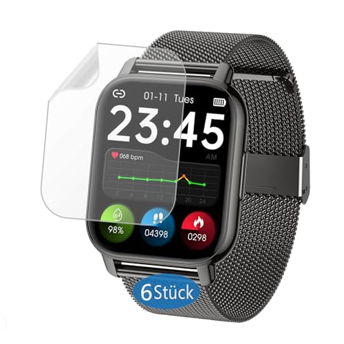 Frgnie Pellicola Protettiva Compatibile Con Popglory P66 Smartwatch Da 1,85 Pollici (6 Pezzi) Flessibile Pellicola Protettiva In Tpu Compatibile Per I