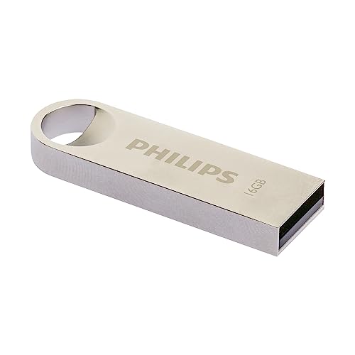 Philips Chiavetta Usb 16 Gb Usb 2.0 Flash Drive Moon Edition Per Pc, Laptop, Computer Reads Up To 20 Mb/S Metal Keychain Ring Capless