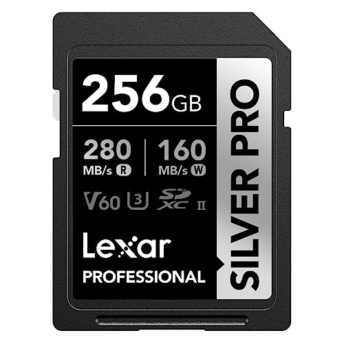 Lexar Silver Pro Sd Scheda Sd 256Gb, Scheda Di Memoria Uhs-Ii, V60, U3, C10, Scheda Sdxc, Fino A 280 Mb/S Di Lettura, Per Fotografi Professionisti, Vi