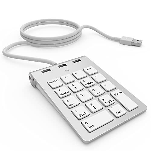 Alcey Finitura In Alluminio Tastierino Numerico Con Combu Hub Usb Per Imac, Macbook Air, Macbook Pro, Macbook, Mac Mini, Pc E Portatile