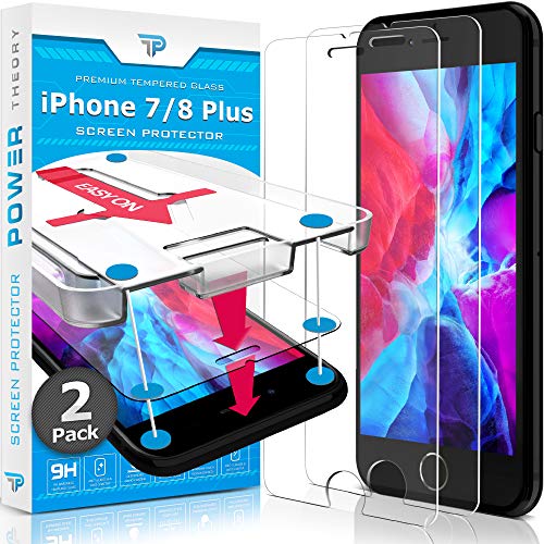 Power Theory Vetro Temperato Iphone 8 Plus/ 7 Plus [2 Pezzi] - Pellicola Protettiva Di Qualità Superiore Con Kit Di Facile Installazione, Vetrino