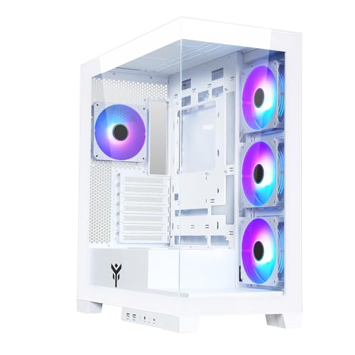 Itek Case Showbui 45W - Gaming Tower, Atx, 4X12Cm Argb Fan, 2Xusb3, Type-C, Side & Front Panel Temp Glass, White Edition