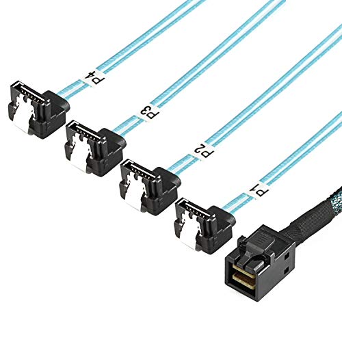 Yiwentec Mini Sas Interno Hd (Host Sff-8643) A 90 Gradi 4 Sata (Target) Hard Disk Cable (8643 Sata 90 Gradi 1M)