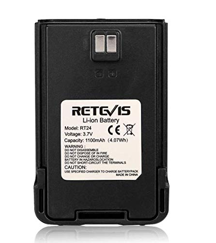 Retevis Rt24 Walkie Talkie Batteria Li-Ion 3.7V 1100Mah Compatibile Con Ricetrasmittenti Retevis Rt24 Walkie Talkies (Nero, 1 Pz)
