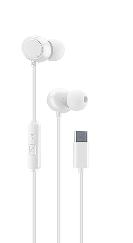 Cellularline | Cloud In-Ear | Auricolare Type-C Stereo, Design In-Ear E Microfono, Connettore Usb-C, Isolamento Dal Rumore, Microfono E Tasto Di Rispo