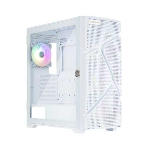 Enermax Marbleshell Mesh Ms31, Case Mid-Tower Argb Compatto Con Flusso D'Aria, E-Atx, Scheda Madre Atx, 4X Ventole Pwm Argb Bianche Da 120 Mm Preinsta
