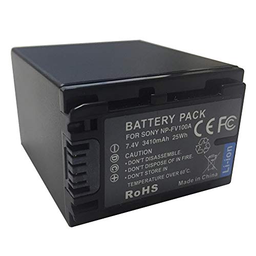 Xitaian 7.4V 3410Mah 25Wh Np-Fv100A Batteria Videocamera Di Ricambio Per Sony Np-Fv30, Np-Fv50, Np-Fv50A, Np-Fv70, Np-Fv70A, Np-Fv100, Np-Fv100A