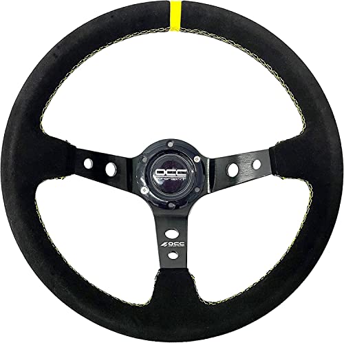 Occ Motorsport Volante Offset Modello Track Alcantara Nero Bracci - Profondità 90 Mm - 350 Mm (14 Pollici)