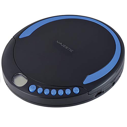 New Majestic Dm 1550 Mp3 - Lettore Cd/Mp3 Portatile Con Funzione Antishock, Presa Cuffie, Auricolari Inclusi, Nero Blu