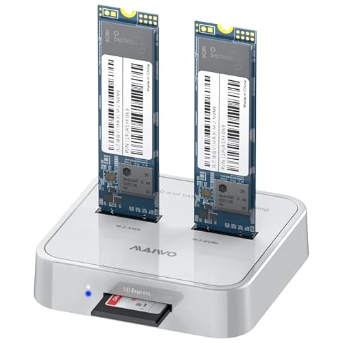 Maiwo K3016Sd 2 Bay M.2 Sata / Nvme Docking Station Per Ssd Da Funzione Duplicatore Lettore , Usb 3.1 Gen2 10Gbps,Tool-Free (Ssd Non Inclusa)