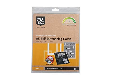 3L Self Laminating Cards, A5. 10 Pcs. Pellicola Per Plastificatrice 10 Pezzo(I)