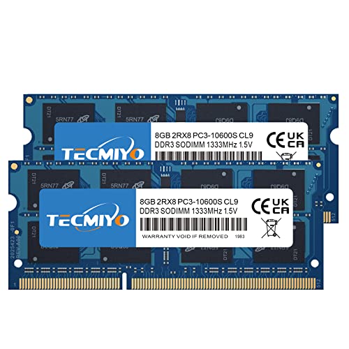 Tecmiyo Modulo Di Memoria Ram Da 16 Gb (2 X 8 Gb) Per Desktop Udimm Ddr3 1333 Mhz Pc3-10600, Senza Buffer, Non-Ecc, 1,5 V, Cl9, 2Rx8 Dual Rank, 204 Pi