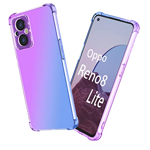 Xiten Custodia Per Oppo Reno 8 Lite 5G (Reno8 Lite) Custodia Ultra Sottile Morbida Tpu Trasparente/Leggera Sfumata Protezione Guscio, Blu/Viola