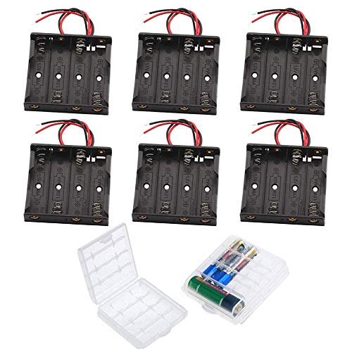 Gtiwung 6Pcs Aa Portabatterie Per 4 Batterie, 6V Aa Battery Clip Battery Holder Aa Batteries Case Con Cavi, Titolare Caso Batteria