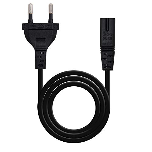 Nanocable 10.22.0402 - Cavo Di Alimentazione Per Caricabatterie Portatile Sotto Forma Di 8, Cee 7/16 / M-C7 / H, 100% Rame Awg18, Nero, 1,5Mts