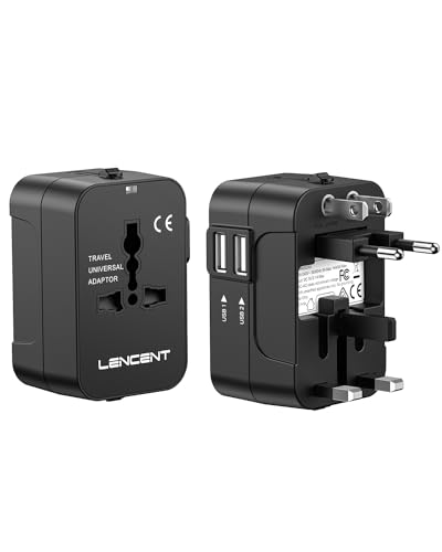 Adattatore Universale Da Viaggio, Lencent All In One Caricatore Adattatore Di Alimentazione Internazionali Con Doppia Porta Caricabatterie Usb Per Usa