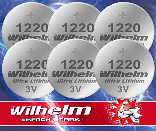 6 Pile A Bottone Al Litio Cr1220 Wilhelm, 3 V, 40 Mah, Ø 12 X 2,0 Mm, Dl1220
