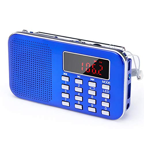 Mini Radio Portatile Ricaricabile Fm/Am(Mw) Aggiornamento Prunus J-908,Radiolina Portatile Digitale,Lettore Musicale Mp3,Supporto Usb/Aux/Tf Card, Agg