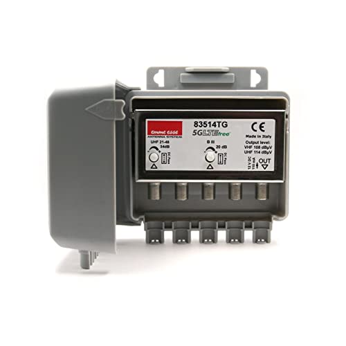 Emme Esse Amplificatore D'Antenna Da Palo Per Antenna Uhf E Vhf, Ricezione Segnali Tv Ltefree 5G