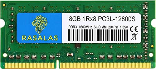 Rasalas 8Gb 1Rx8 Pc3L-12800S Ddr3L 1600Mhz Sodimm Ddr3 1600 Ram 1.35V Cl11 204-Pin Pc3 12800 Memoria Laptop Portatile