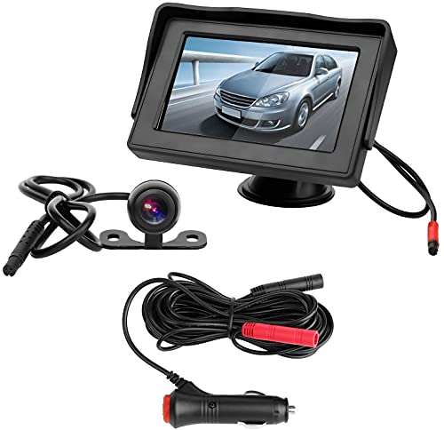Telecamera Posteriore Per Auto Telecamera Di Retromarcia Con Monitor Lcd Da 4,3",12 V-24 V Assistenza Al Parcheggio, Visione Notturna, Impermeabile, A