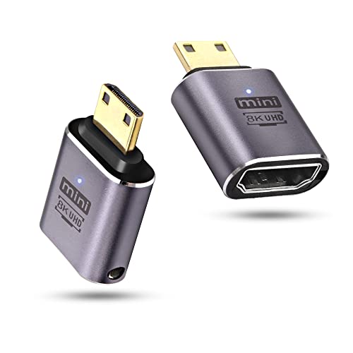 Meiriyfa Adattatore Da Mini Hdmi A Hdmi Da 8 K, Confezione Da 2 Connettori Hdmi Femmina A Mini Hdmi Maschio Convertitore Versione Standard 2.1 Support