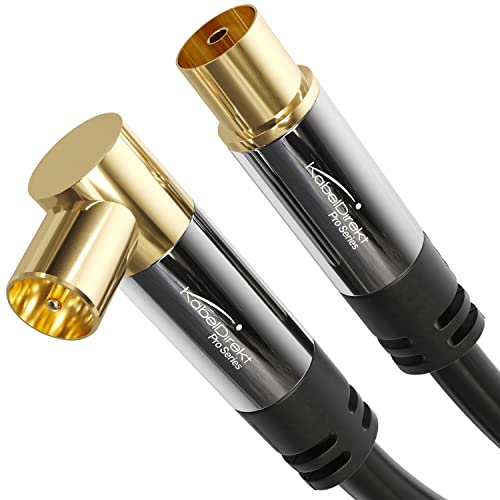 Kabeldirekt – Cavo Antenna 4K, Cavo Tv Diritto/90° – Cavo Per Tv Con Connettore In Metallo Per Tv Digitale E Analogica – 7,5 M (Presa Diritta Su Conne