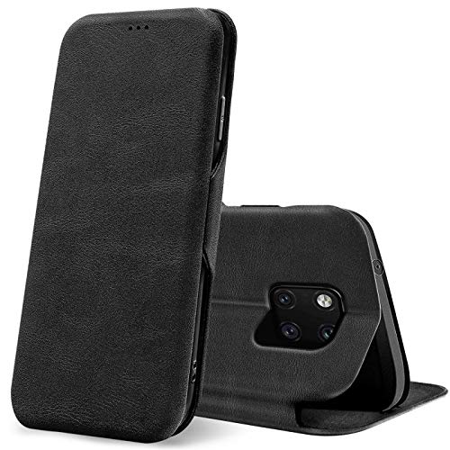 Verco Case Per Huawei Mate 20 Pro Custodia, Cover A Libro Pelle Pu Per Huawei Mate 20 Pro Custodia Premio Booklet Protettiva, Nero