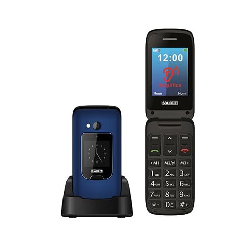 Saiet - Cellulare Per Senior Facile Da Usare Scudotre+ - Telefono Per Anziani Tasti E Caratteri Grandi - Cellulare Anziani Con Doppio Display Audio Am