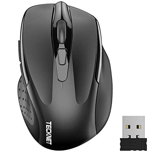 Tecknet Mouse Wireless, Pro 2.4G Mouse Senza Fili Ergonomico 2600 Dpi Con Ricevitore Nano Usb,6 Pulsanti, 24 Mesi Di Durata Della Batteriaper,Compatib