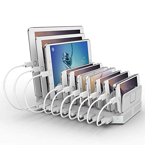 Alxum 96W Stazione Di Ricarica 10 Porte Base Ricarica Multipla Stazione Ricarica Cellulari, Charging Station Tablet E Altri Dispositivi Elettronici