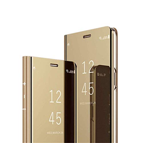 Cotdinfor Galaxy A20E Custodia Placcatura Specchio Clear View Standing Cover Slim Mirror Flip Portafoglio Antiurto Case Con Funzione Stand Per Samsung