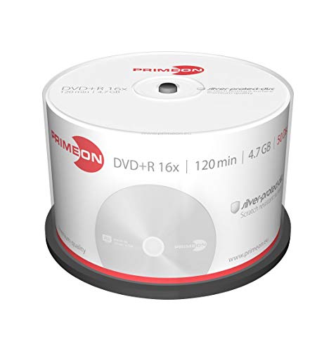 Primeon Dvd+R 4,7 Gb/120 Min/16X Cakebox, Silver-Protect-Disc Surface (50 Dischi)