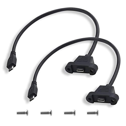 Be In Your Mind 2 Cavi Di Prolunga Micro Usb 2.0 A 5 Poli Da Maschio A Femmina Con Foro Per Il Montaggio Del Pannello Di Controllo, Incluse Viti Di Fi