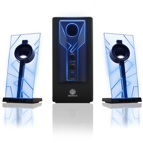 Gogroove Basspulse Altoparlanti Per Pc 2.1 Con Luci A Led Blu E Subwoofer Amplificato - Sistema Di Altoparlanti Per Giochi Con Controlli Volume E Bass