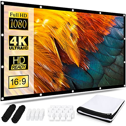 Schermo Proiettore 120 Pollici 16:9 Hd Telo Proiettore Anti Rughe Pieghevole Portatile Lavabile, Schermo Doppia Faccia, Schermo Proiezione Esterno Per